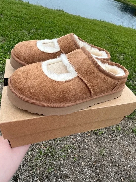 UGG Kids Bea Mary Jane Chestnut Slip-On Shearling Lined Slippers Size 6 - Picture 2 of 14